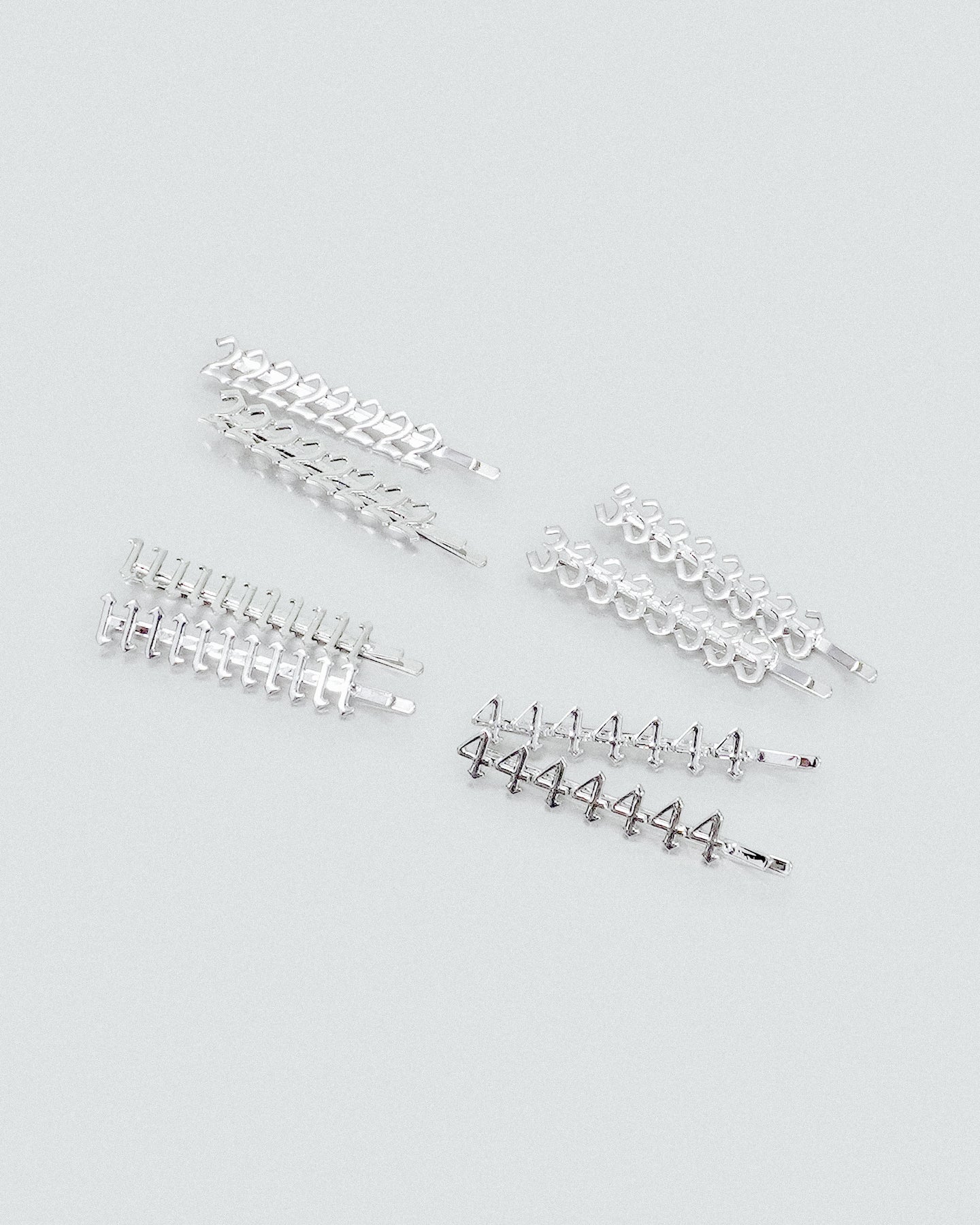 Lucky # Silver Bobby Pin Set